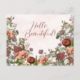 Cartão Postal Olá Água Belas Flores Botânicas Boho