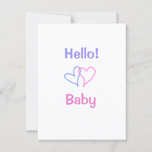 Cartão Postal Olá bebê rosa roxo coração aquarela boho