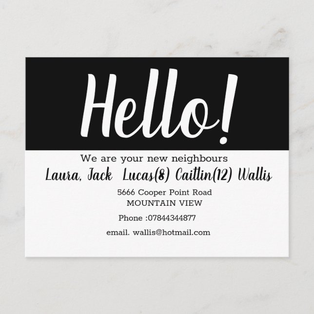 Cartão Postal Olá, conheça os vizinhos (Frente)