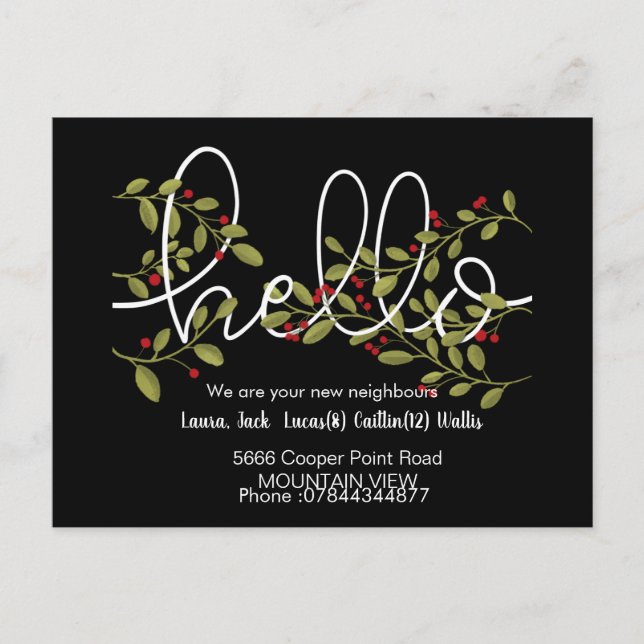 Cartão Postal Olá, conheça os vizinhos (Frente)