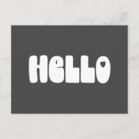 Olá Coração Letra Bolha Retro Preto Groovy