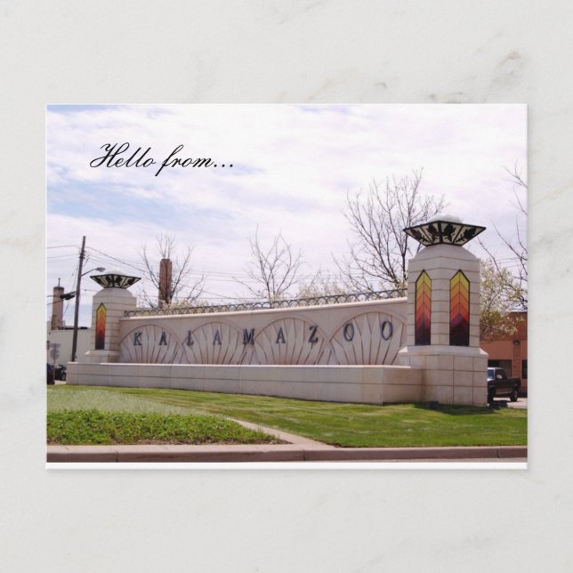 Cartão Postal Olá! de… Kalamazoo (Frente)