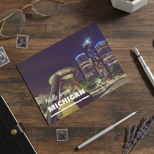 Cartão Postal Olá Do Cartão-Postal De Michigan (Hello From Michigan Postcard)