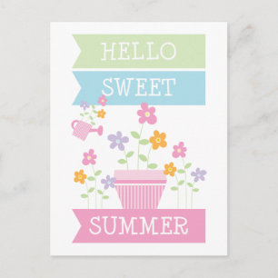 Cartão Postal Olá Doce Verão Flores Lindas 