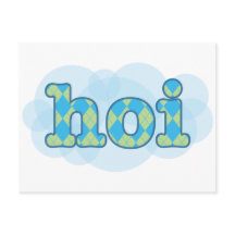 Olá em hoi holandês com padrão de argyle