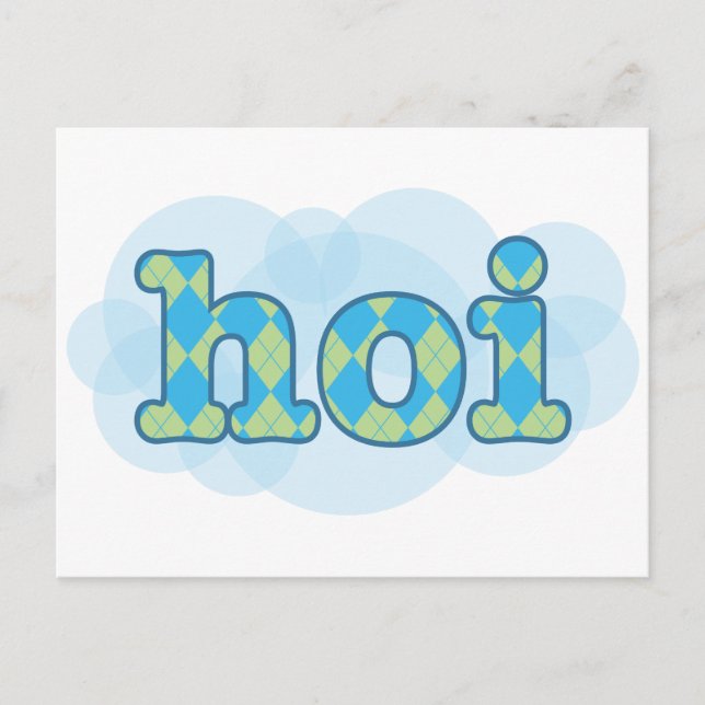 Cartão Postal Olá em hoi holandês com padrão de argyle (Frente)
