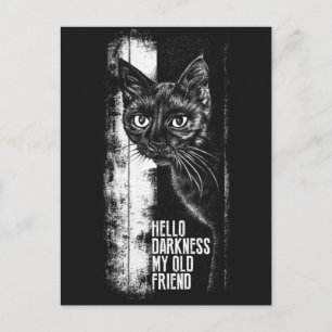 Cartão Postal Olá Escuridão Meu Velho Amigo Esboço de Gato Preto
