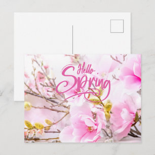 Cartão Postal Olá Flores Rosa de Magnólia da Primavera