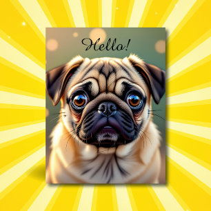 Cartão Postal Olá! Fofura Pug