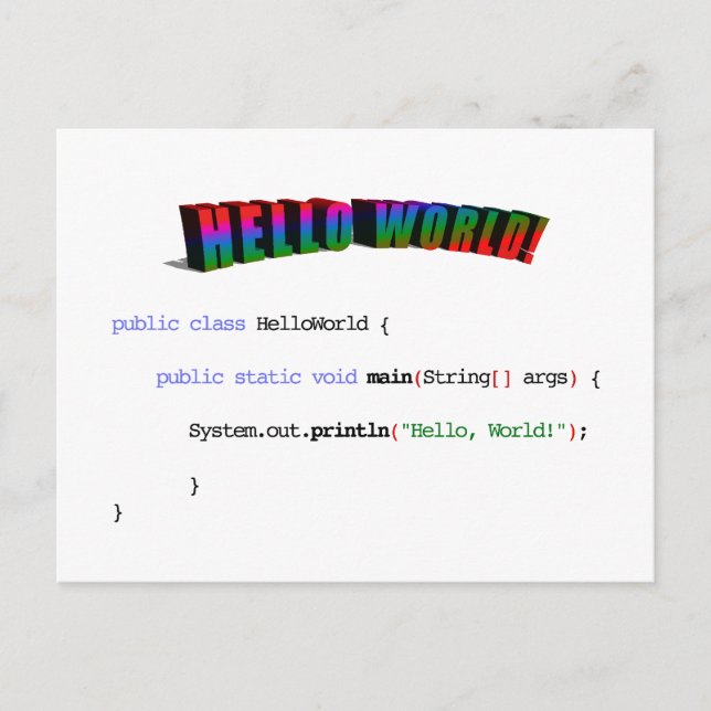 Cartão Postal Olá, geek mundial saudando Java (Frente)