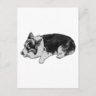 Cartão Postal ola grão de neve, corgi