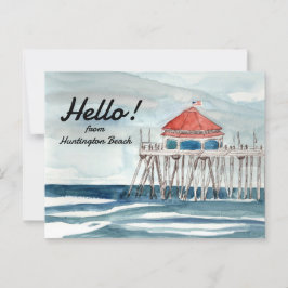 Cartão Postal Olá, Huntington Beach Pier Ocean Waves