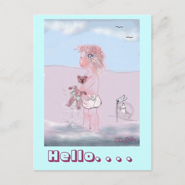 Cartão Postal Olá - kleine Süße + Ursinho postkarte (Frente)