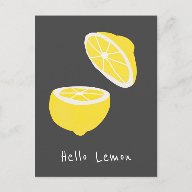 Cartão Postal Olá Lemon, fruta amarela moderna (Frente)