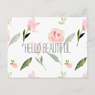 Cartão Postal Olá Linda Watercolor Floral