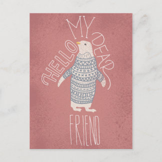 Cartão Postal Olá, meu caro amigo Pinguin - Posto