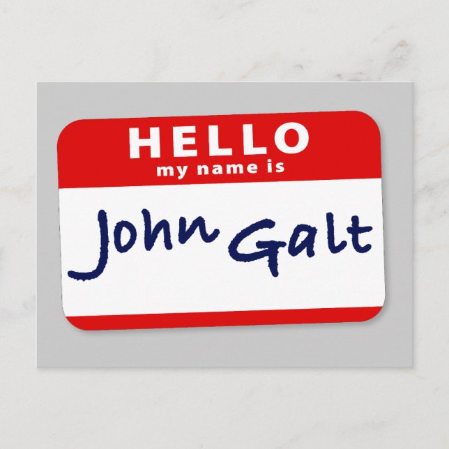 Cartão Postal Olá Meu nome é John Galt (Frente)