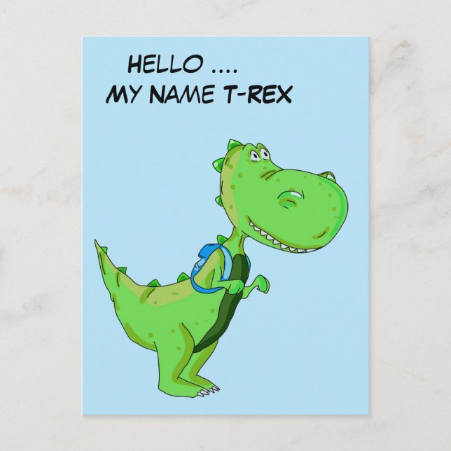 Cartão Postal Olá Meu Nome TRex (Frente)