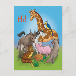 Cartão Postal Olá, meus amigos! | Animais Adoráveis