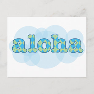 Cartão Postal Olá no Havaí - Aloha com padrão de argyle