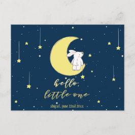 Cartão Postal Olá, Pequeno! Coelhinho Bonito na Lua Novo Bebê
