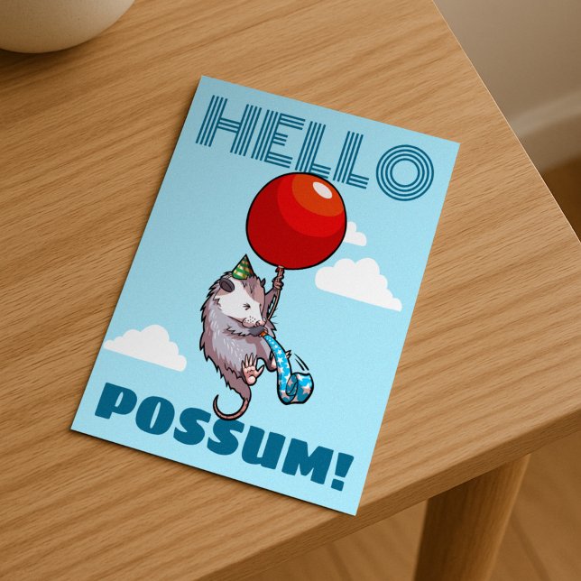Cartão Postal Olá, Possum! Balão Vermelho Ogambm do Partido Flut (Criador carregado)