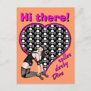 Cartão Postal Olá, Roller Derby Diva
