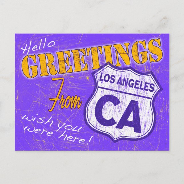 Cartão Postal "Olá, Saudações De Los Angeles, Califórnia" (Frente)