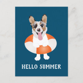 Cartão Postal Olá Summer Corgi Beach Dogs