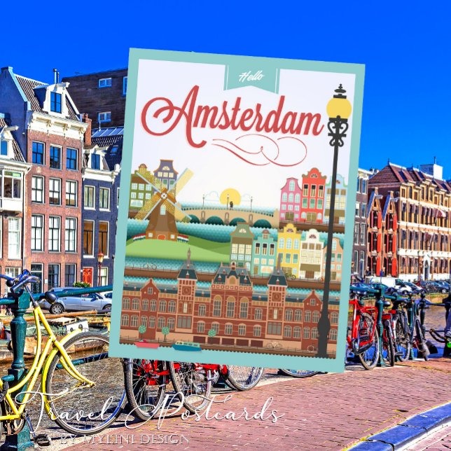 Cartão Postal Olá! viagem de Amsterdão Holland (Criador carregado)