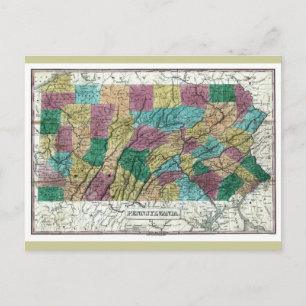 Cartão Postal Old 1829 Pennsylvania Map