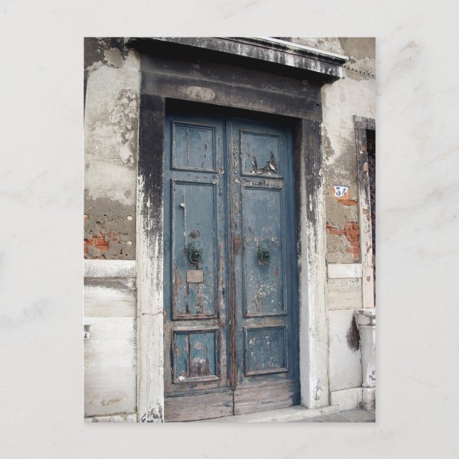 Cartão Postal old blue door (Frente)