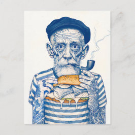 Cartão Postal Old Sailor Eating Sandwich