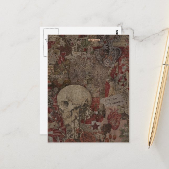 Cartão Postal Old Soul Mixed Media Collage (Frente/Verso In Situ)