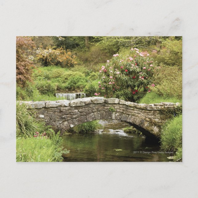 Cartão Postal Old Stone Bridge Across A Stream In Dartmoor Park (Frente)