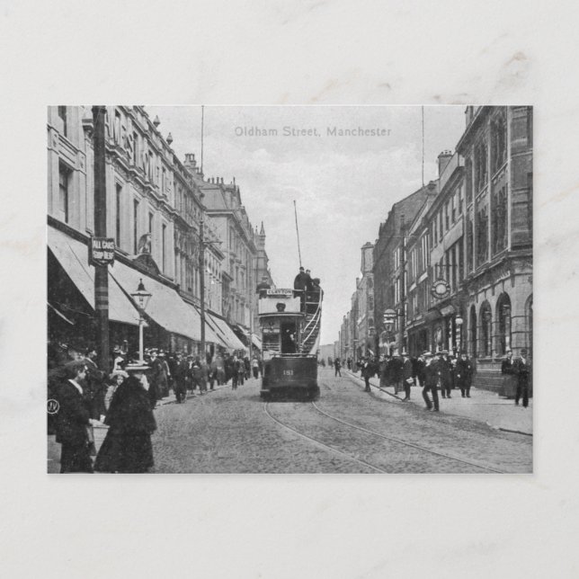 Cartão Postal Oldham Street, Manchester, c.1910 (Frente)