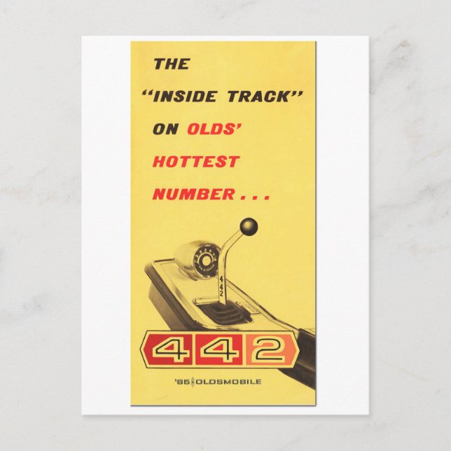 Cartão Postal Oldsmobile 442 - reprodução de página de pasta de  (Frente)