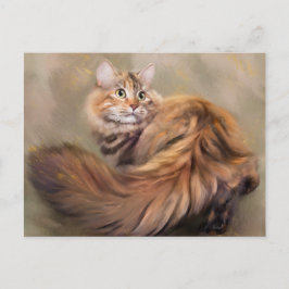 Cartão Postal Óleo de arte de retrato de gato siberiano