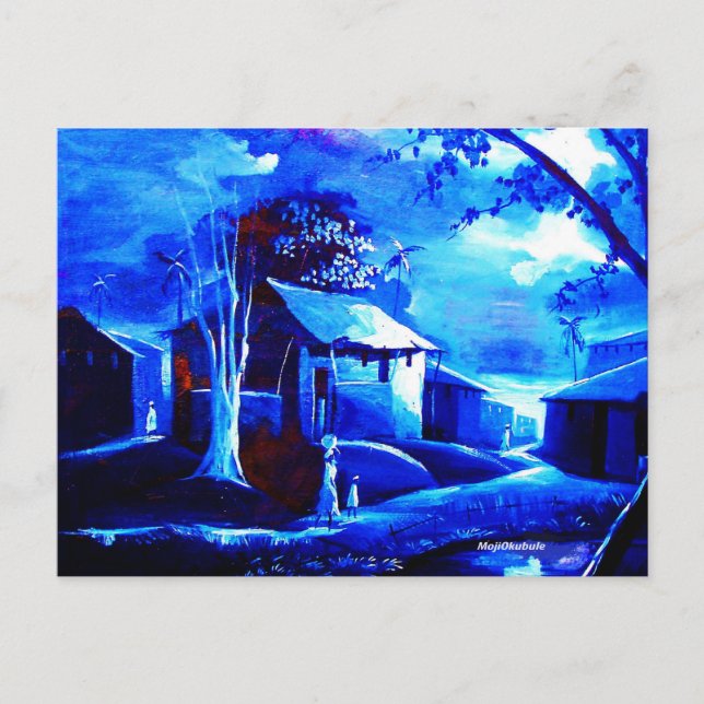 CARTÃO POSTAL ÓLEO DE CASA NA CANVAS DE MOJISOLA A GBADAMOSI OKU (Frente)