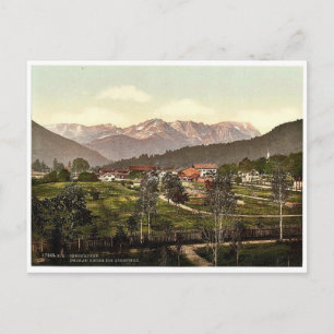 Cartão Postal Olhando em direção ao Zugspitze, Oberau, Bavar S