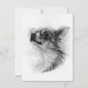 Cartão Postal Olhando para cima - Retrato Chihuahua pintado à mã