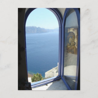 Cartão Postal Olhando para fora em Santorini
