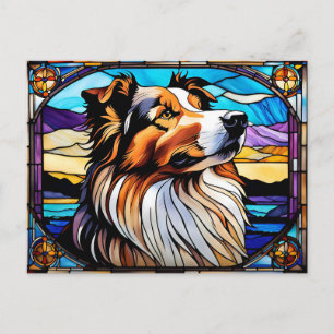Cartão Postal Olhar de vitral Collie