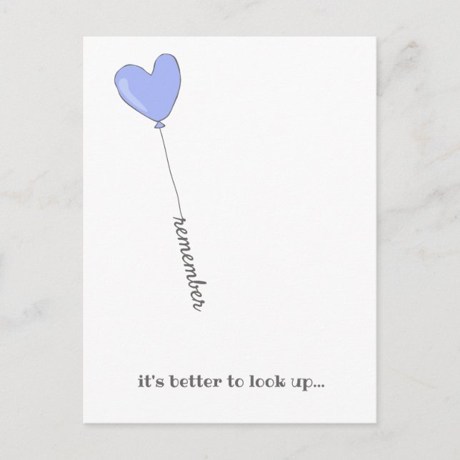 Cartão Postal Olhe para cima! - Balão Lilac com Citação Motivaci (Frente)
