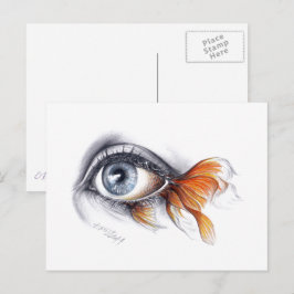 Cartão Postal Olho com rabo de peixe Arte surreal