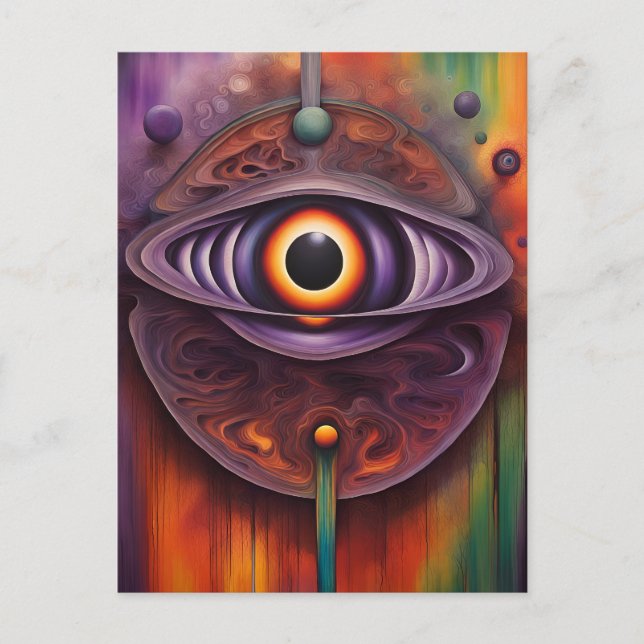 Cartão Postal Olho de Abstrato de cor Funky (Frente)