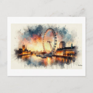Cartão Postal Olho de Londres ao Pôr do Sol,