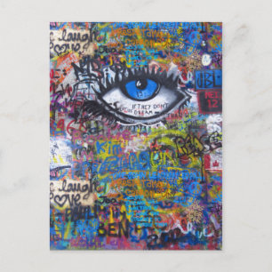 Cartão Postal Olho mau de grafite azul