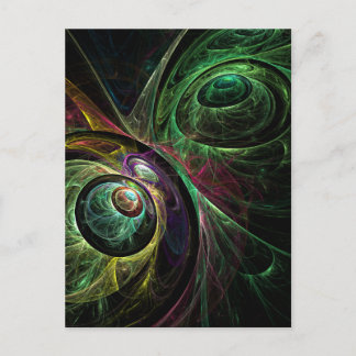Cartão Postal Olho no Olho Arte Abstrata Moderna Fractal Verde D