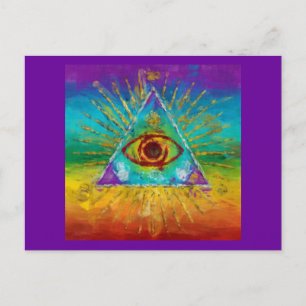 Cartão Postal Olho que Tudo Vê de Deus - Arte abstrata e esquemá